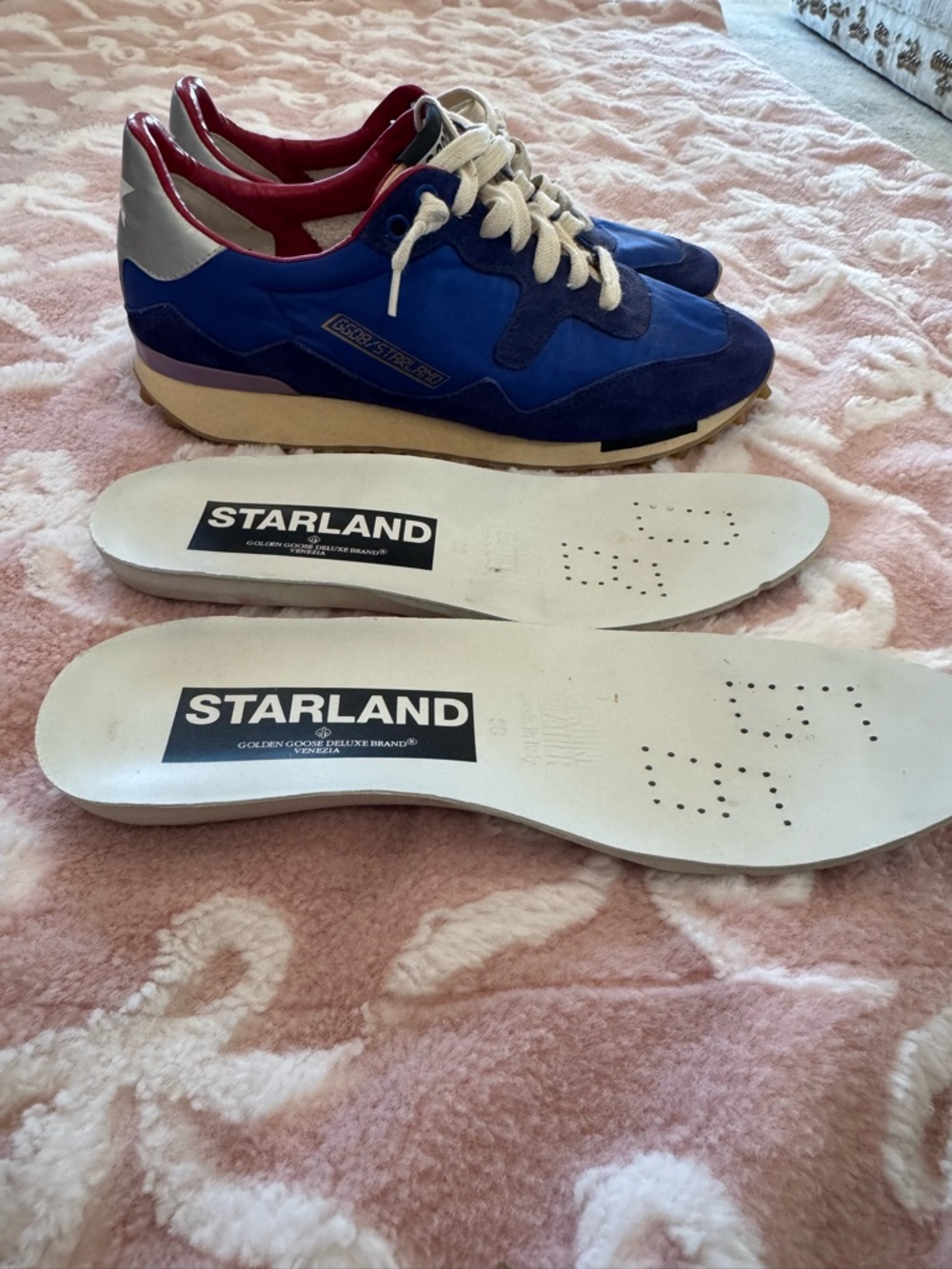 Golden Goose Multicolor Lace-Up Sneakers in Blue, Silver and Red - Picture 4 of 5